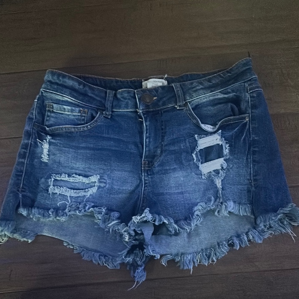 Sky and Sparrow Blue Distressed Jean Shorts